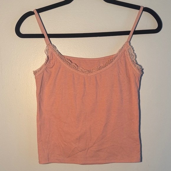 Tops - Women's Pink Lace Trim Cami Top
